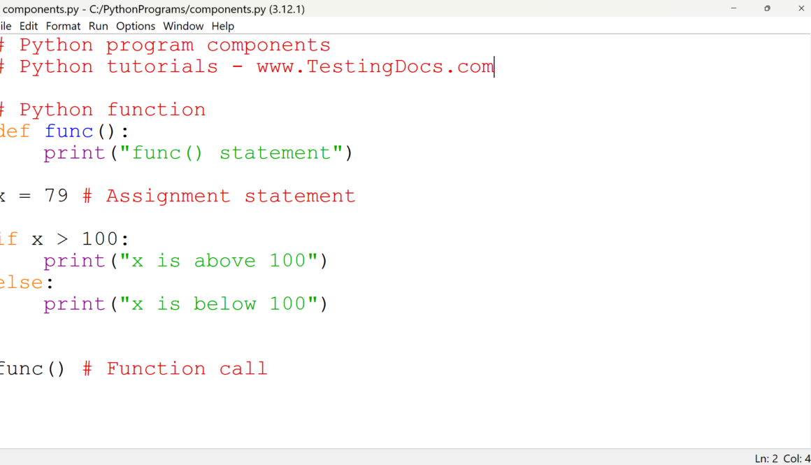 Python program components