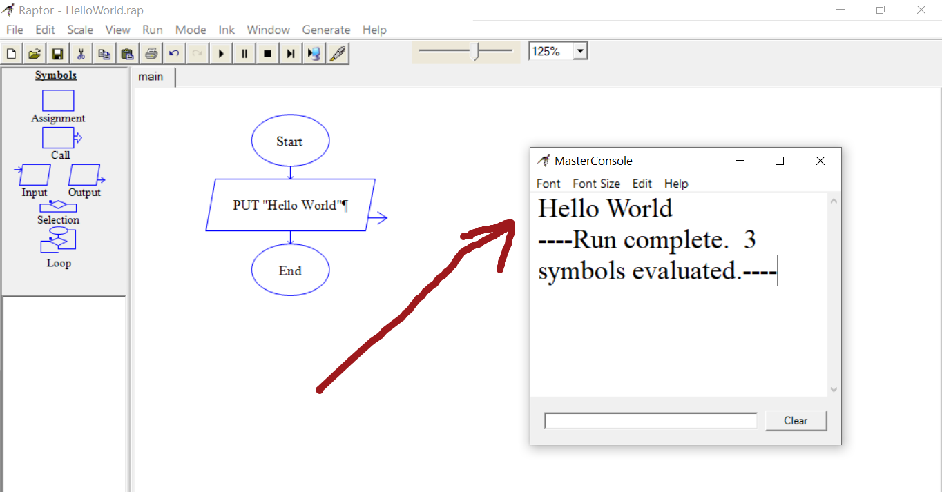 Hello World Raptor Flowchart