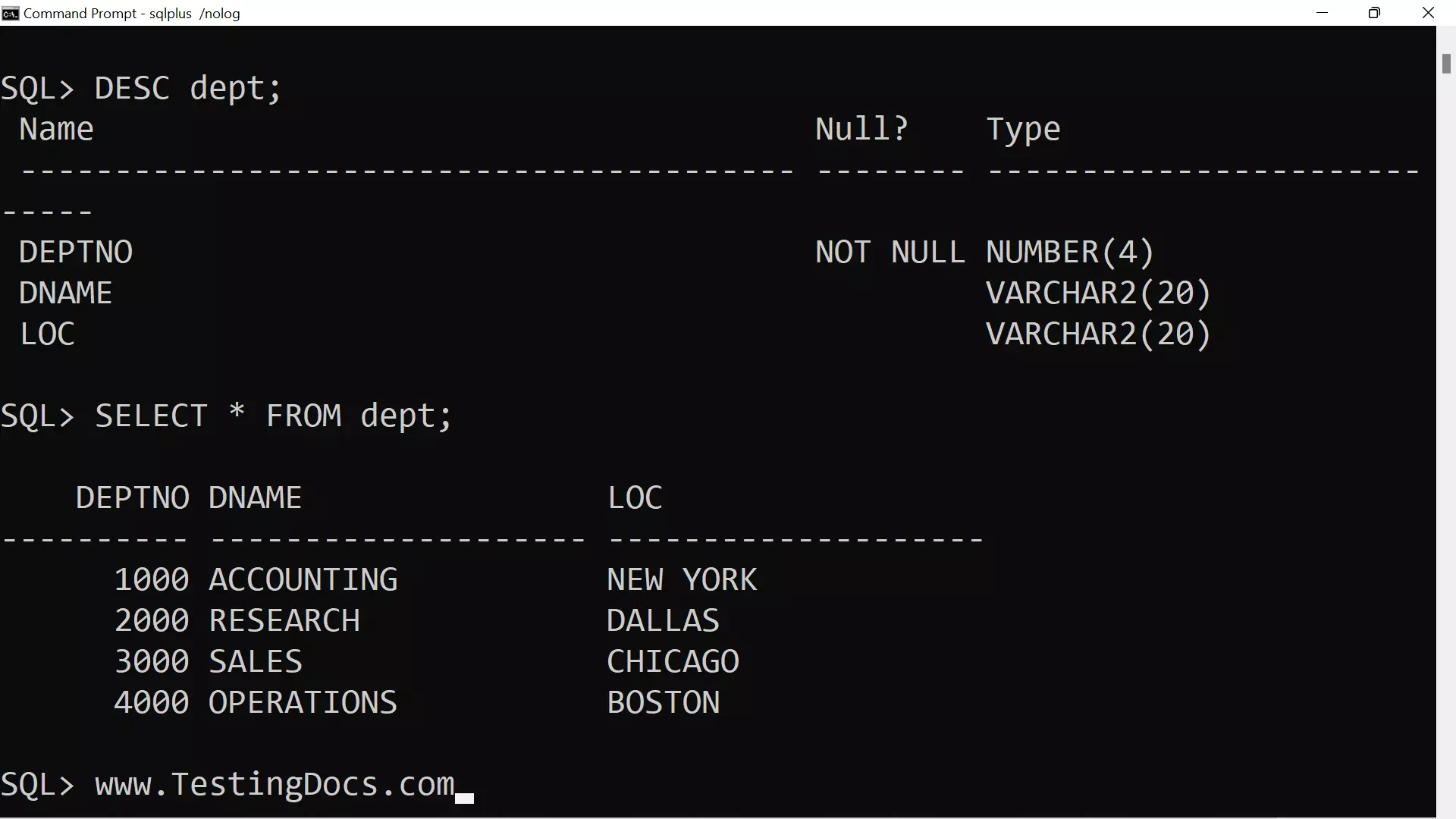 SELECT all rows and columns Oracle