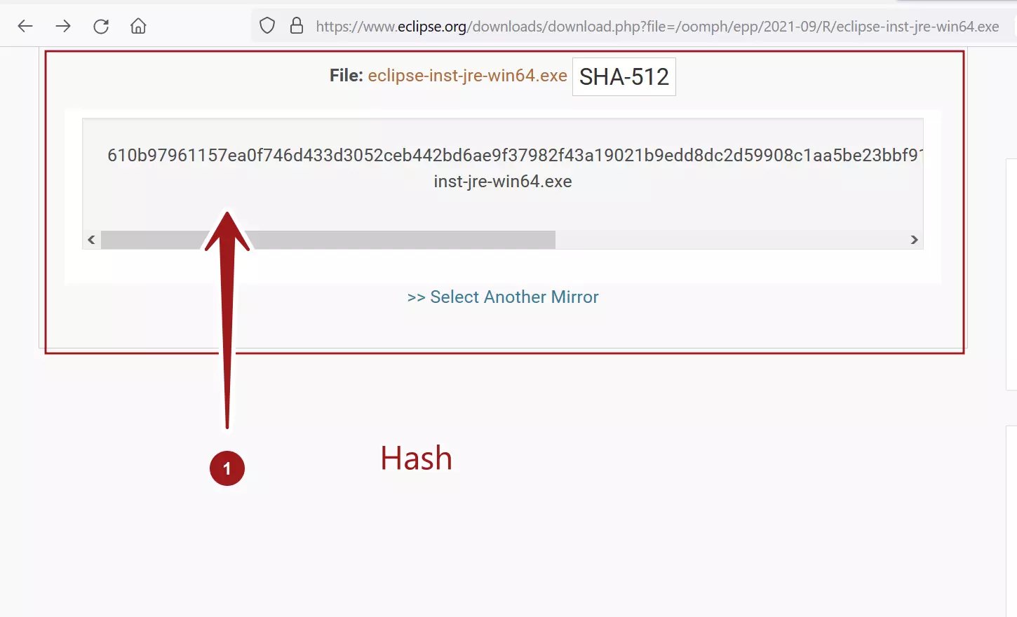 SHA Hash Eclipse Installer