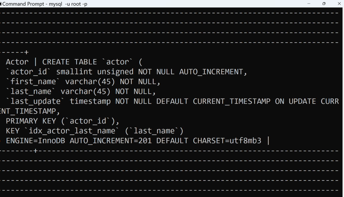 SHOW CREATE TABLE Command