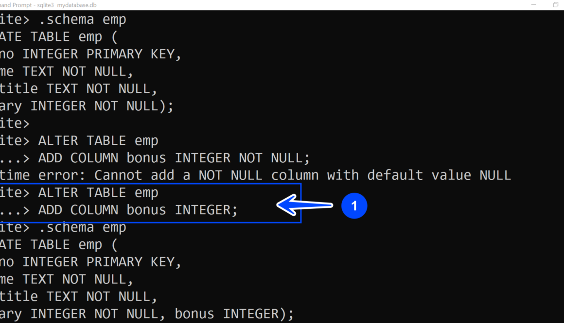 SQLite ALTER TABLE Statement