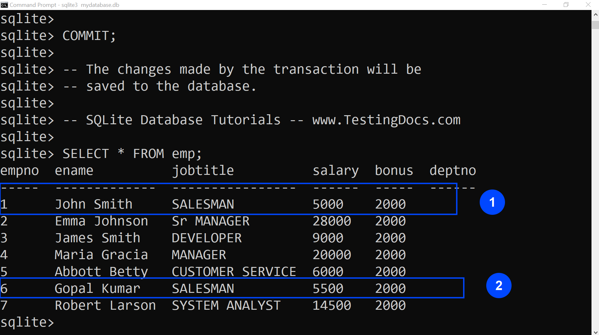 SQLite After Transaction Update