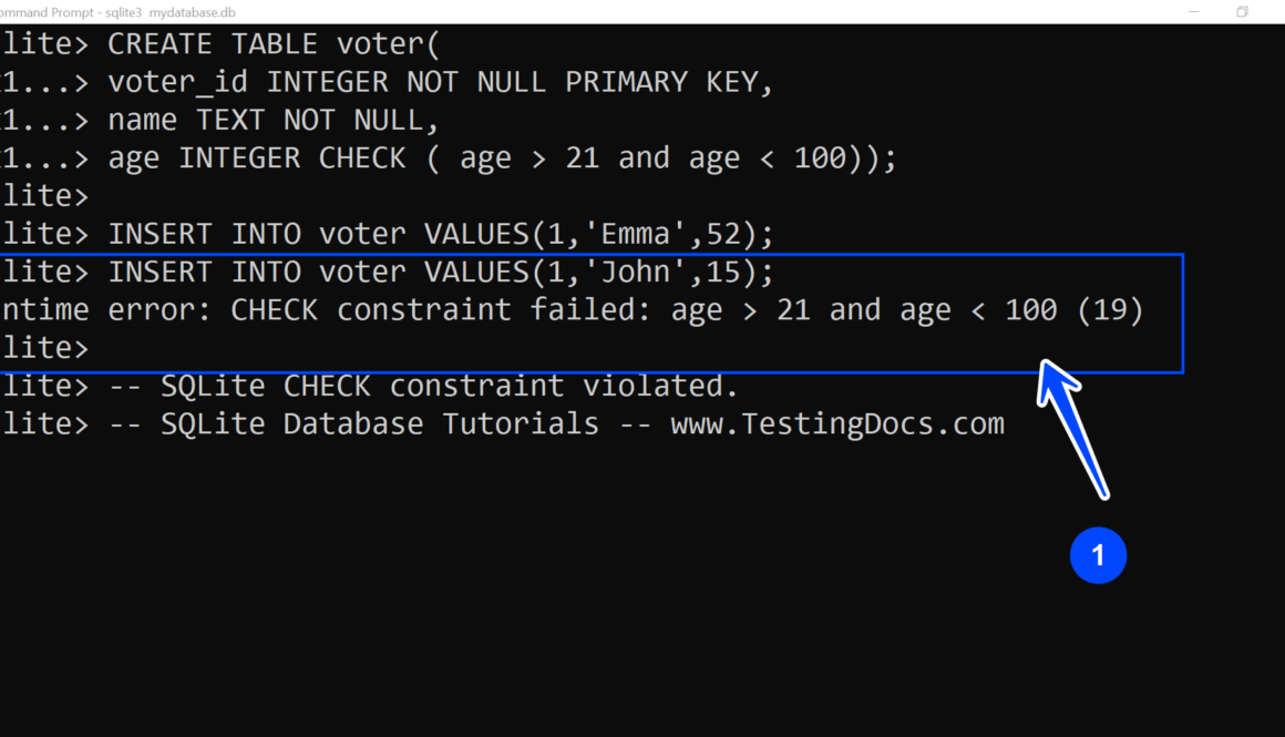 SQLite CHECK Constraint