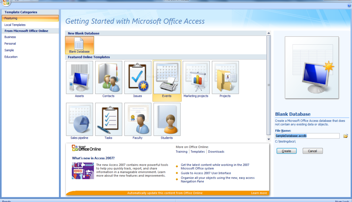 Sample MS Access Blank Database