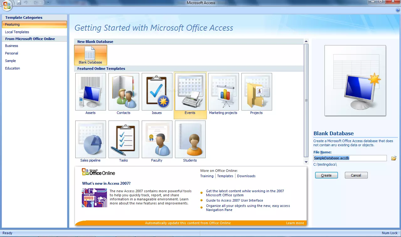 Sample MS Access Blank Database
