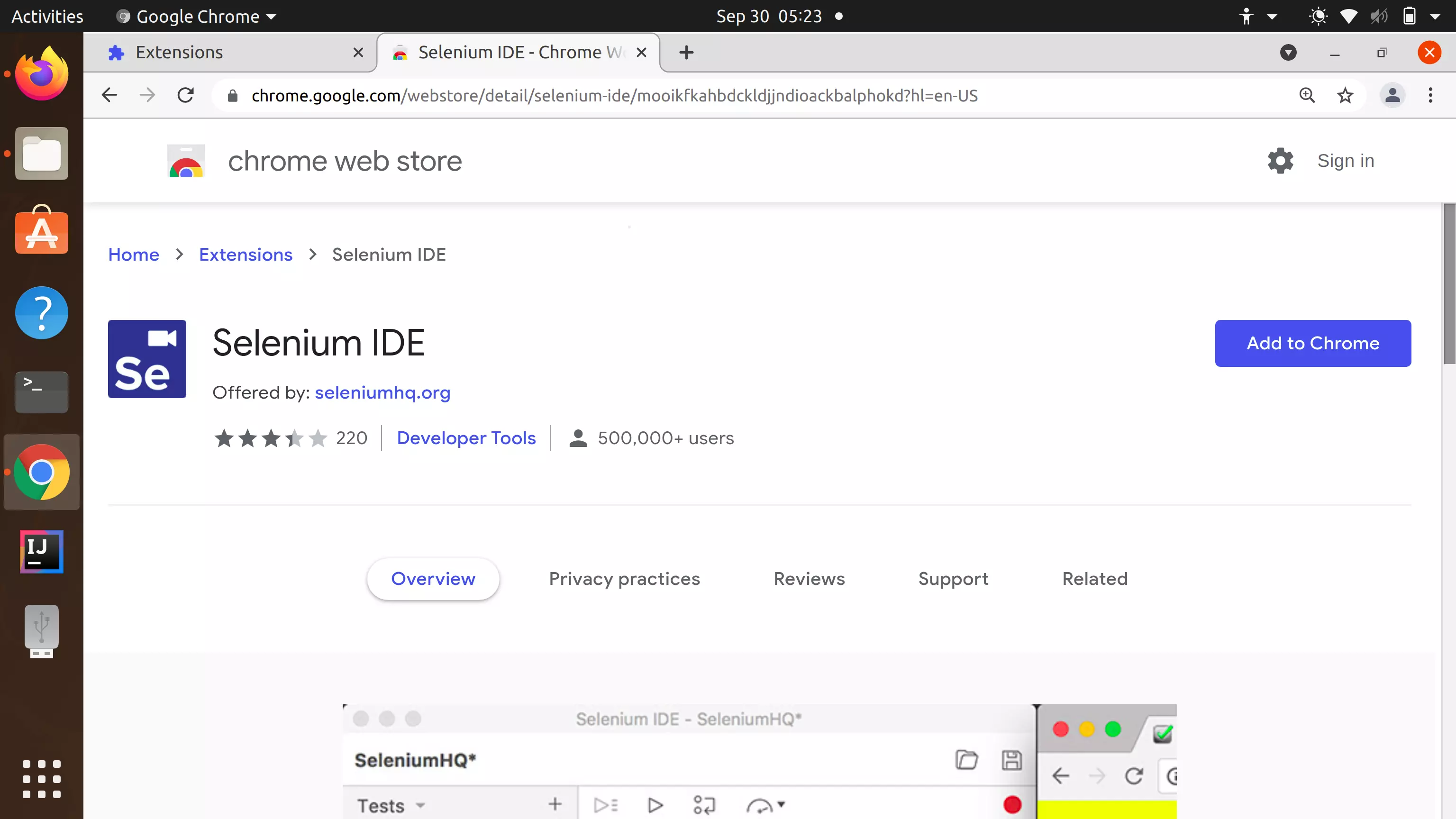 Selenium Add to Chrome Ubuntu