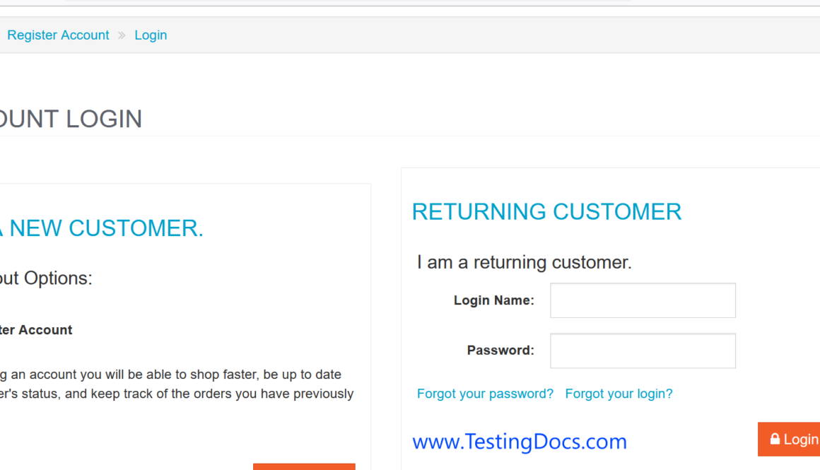 Shopping Website Test Cases Login
