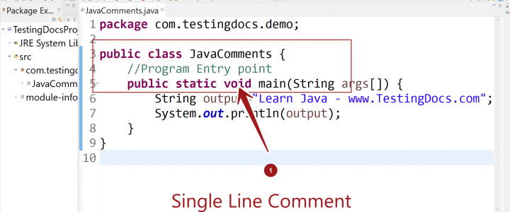 Single Line Comment Java