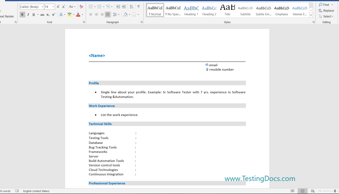 SoftwareTesterResume