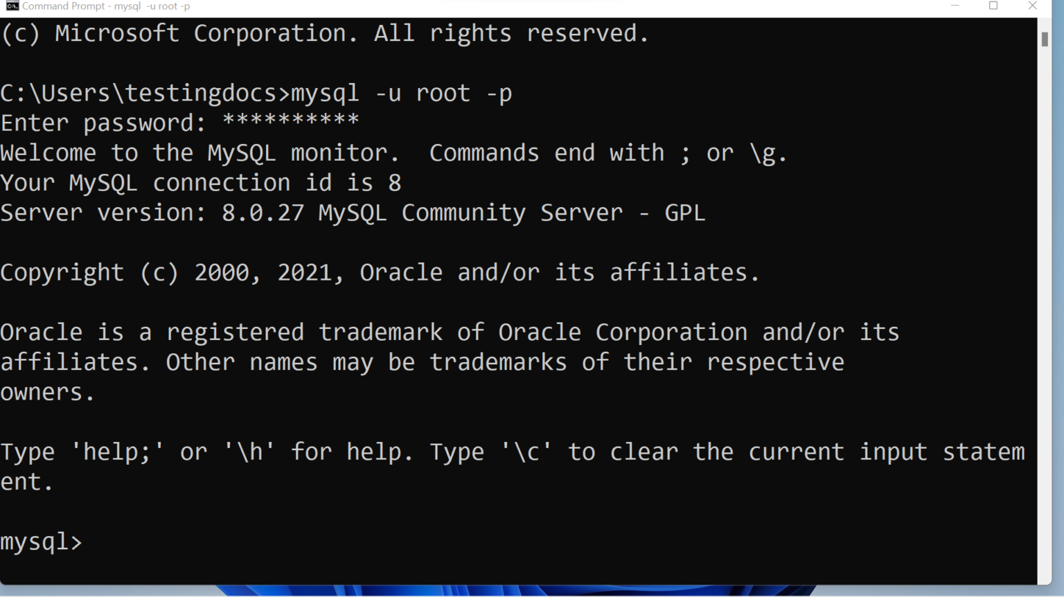 Start MySQL Client on Windows 11 - TestingDocs