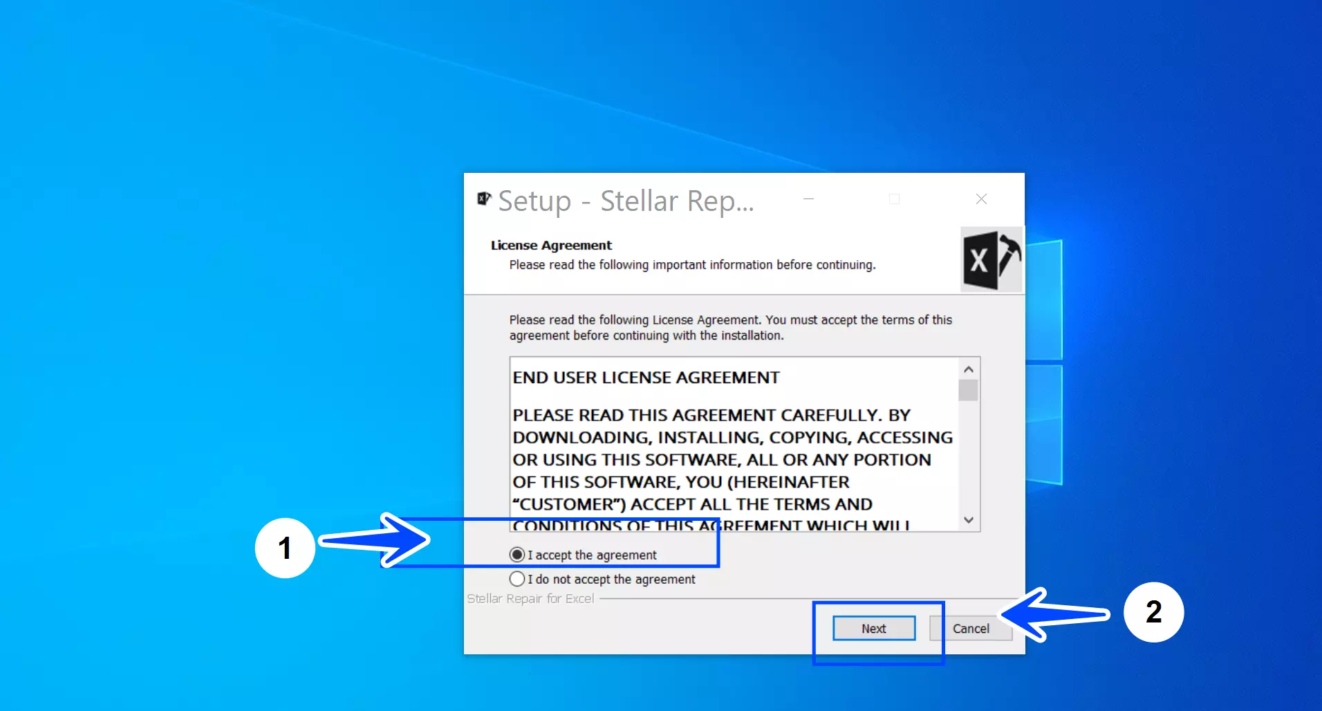 Stellar Repair for Excel Install Screen License