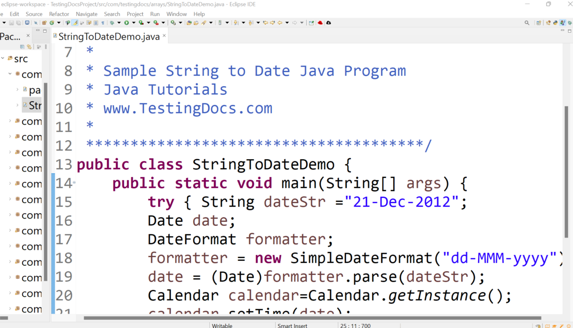 String to Date Java Program