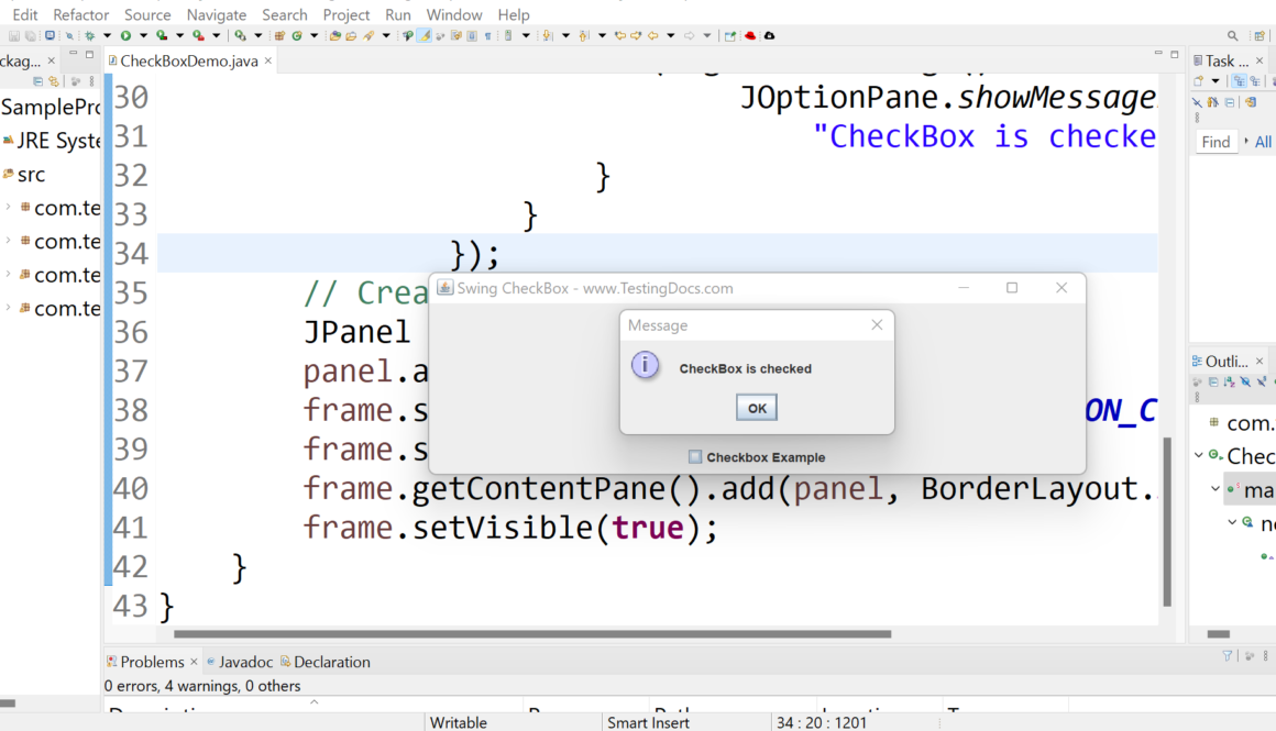 Swing JCheckBox Class