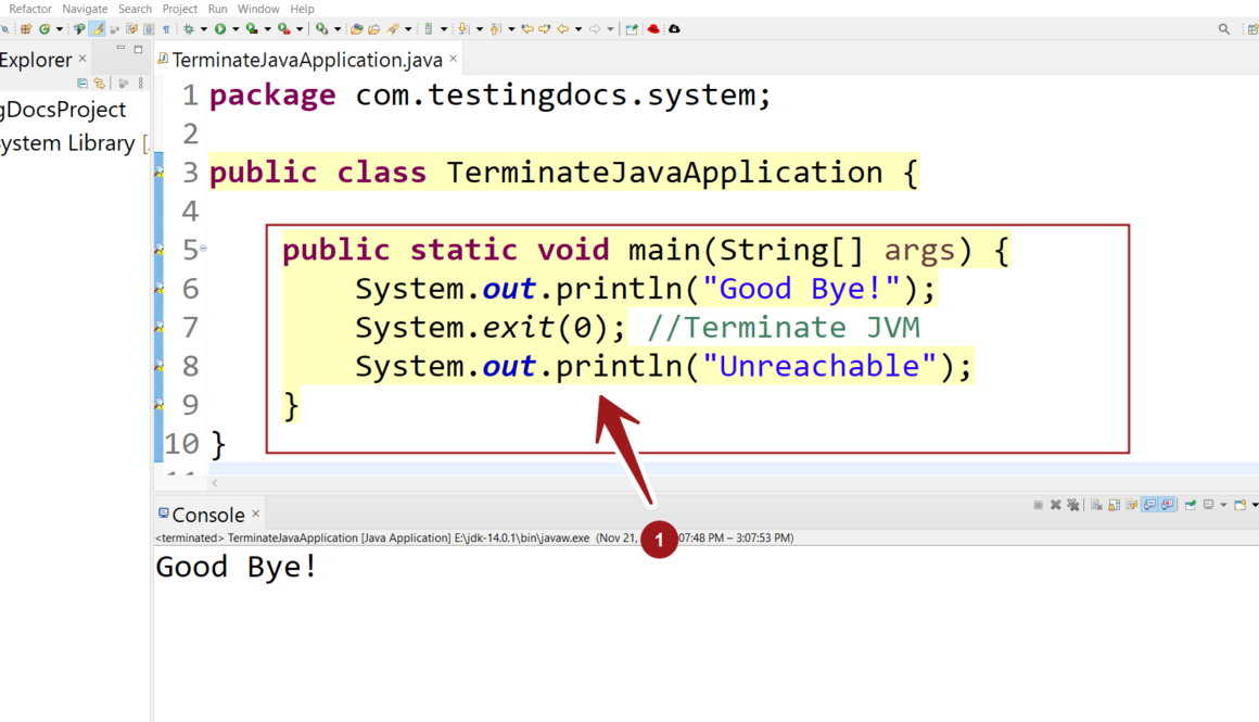 Terminate Java Application