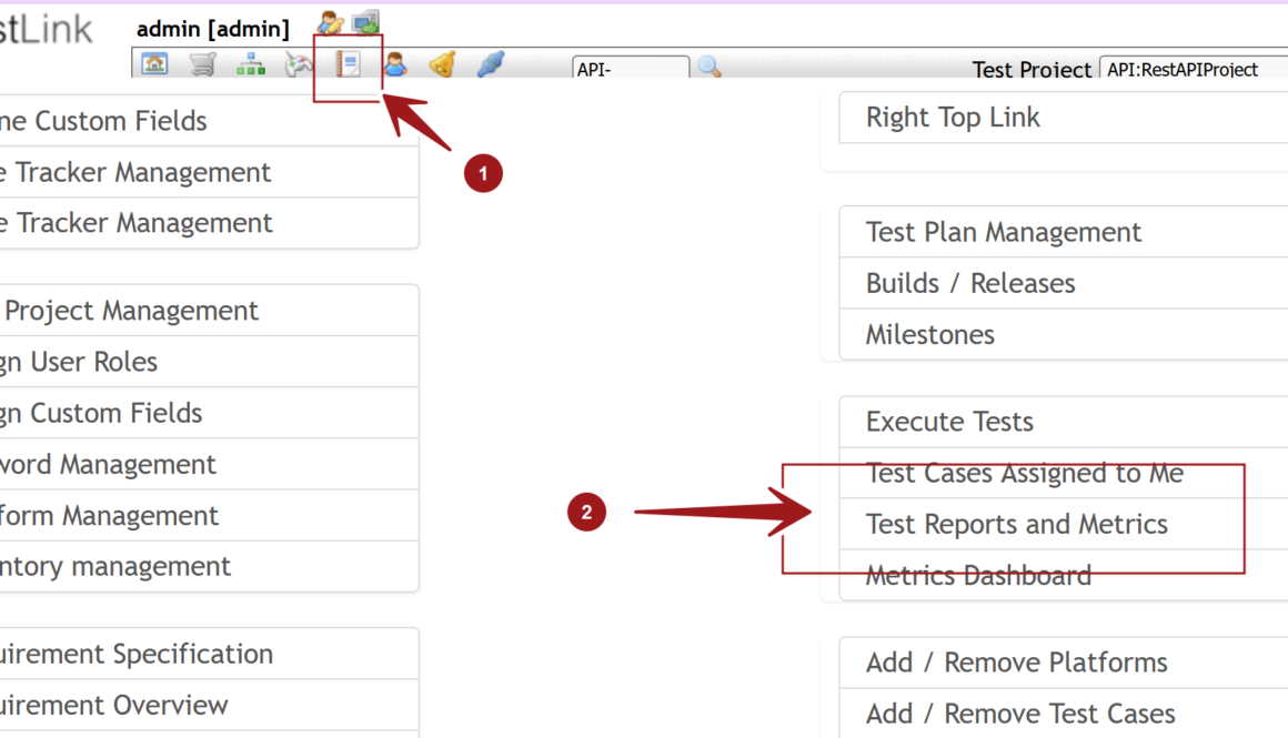 Test Reports and Metrics TestLink Dashboard