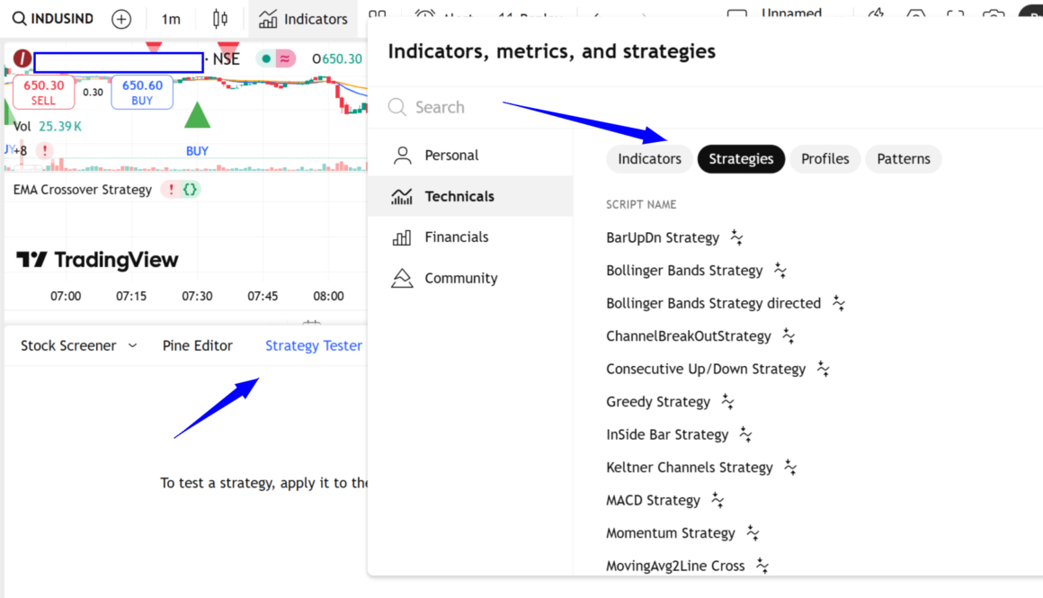 TradingView Strategy Tester