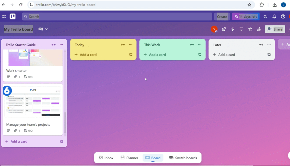 Trello board interface