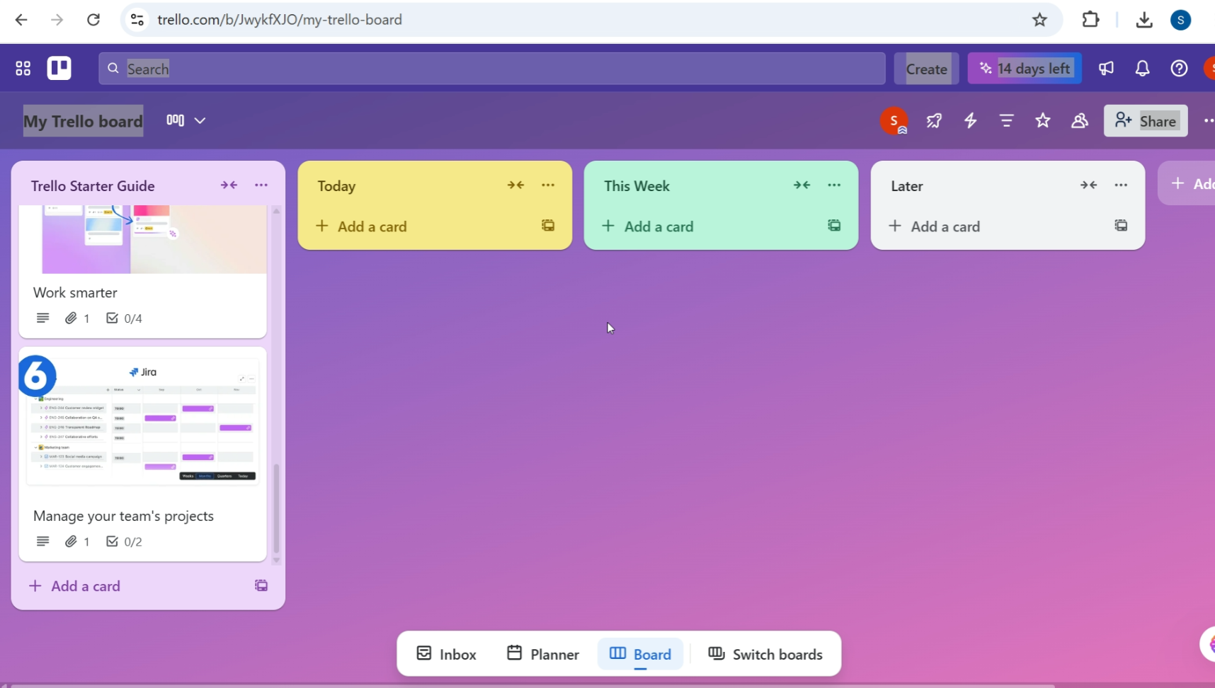 Trello board interface