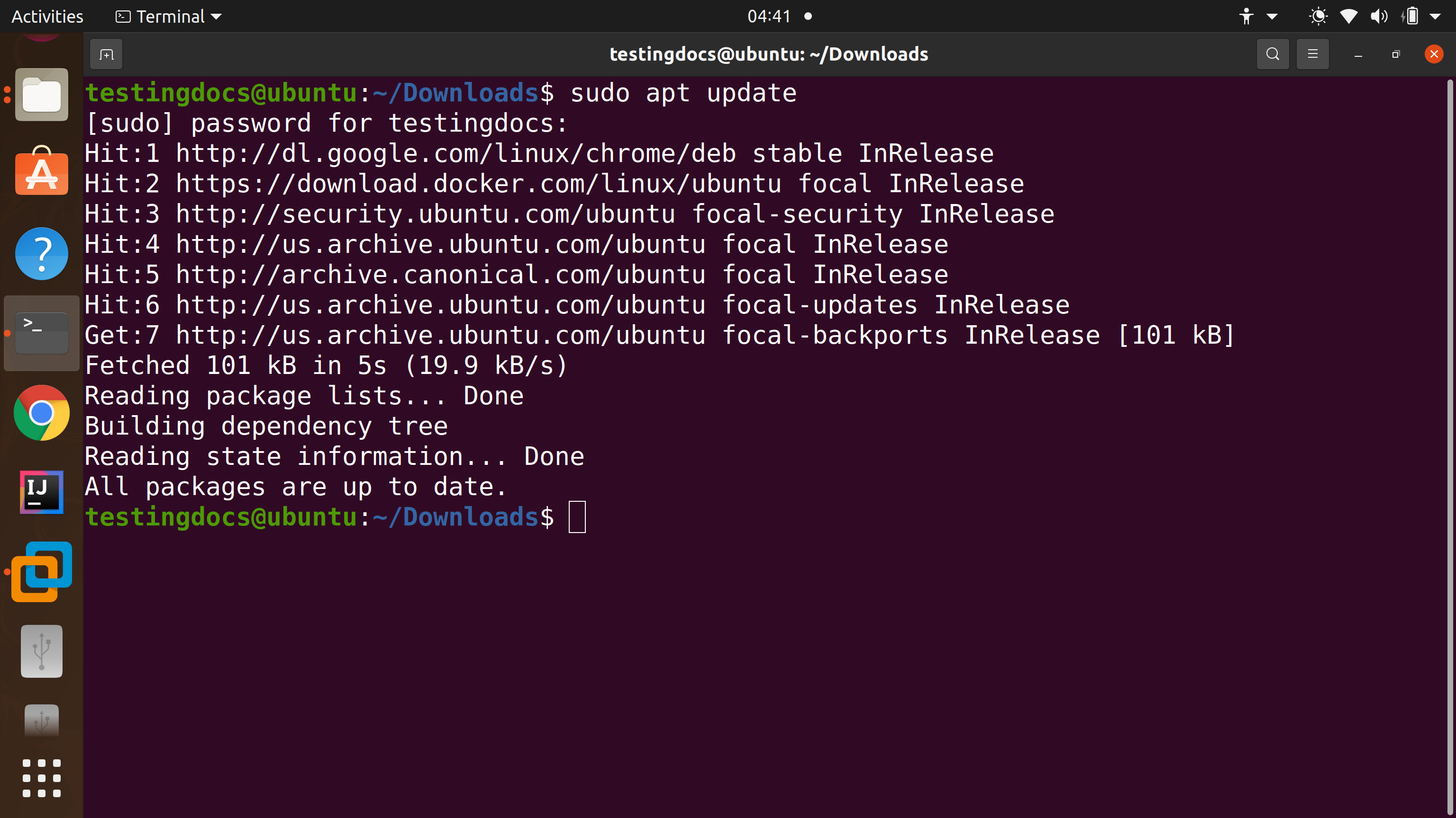 Ubuntu Linux Sudo Apt Update Command