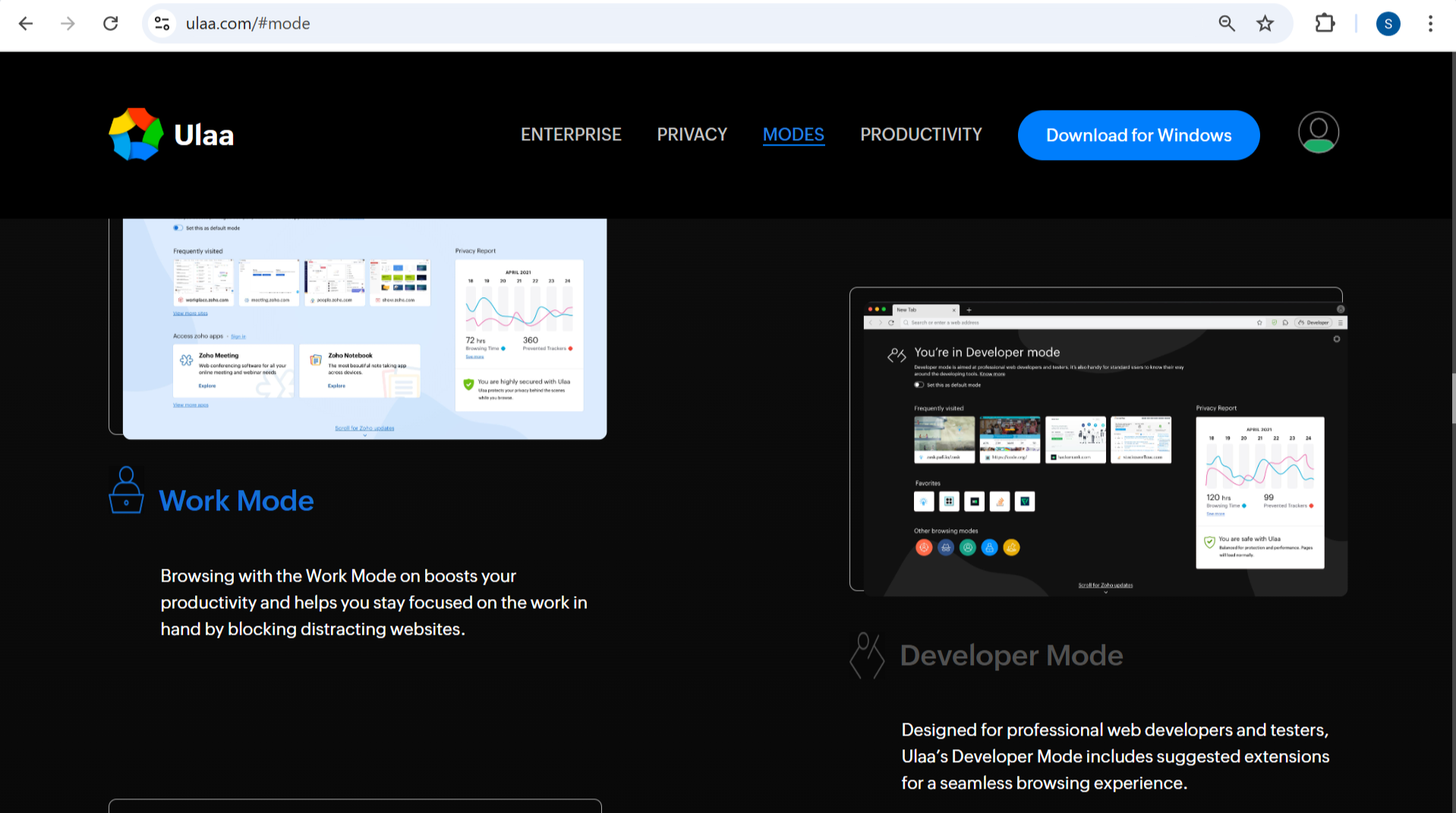 Ulaa Browser Modes
