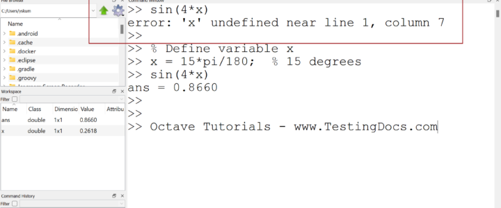Undefined variable Octave Error