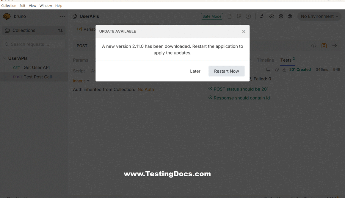 Update Bruno API Client Windows