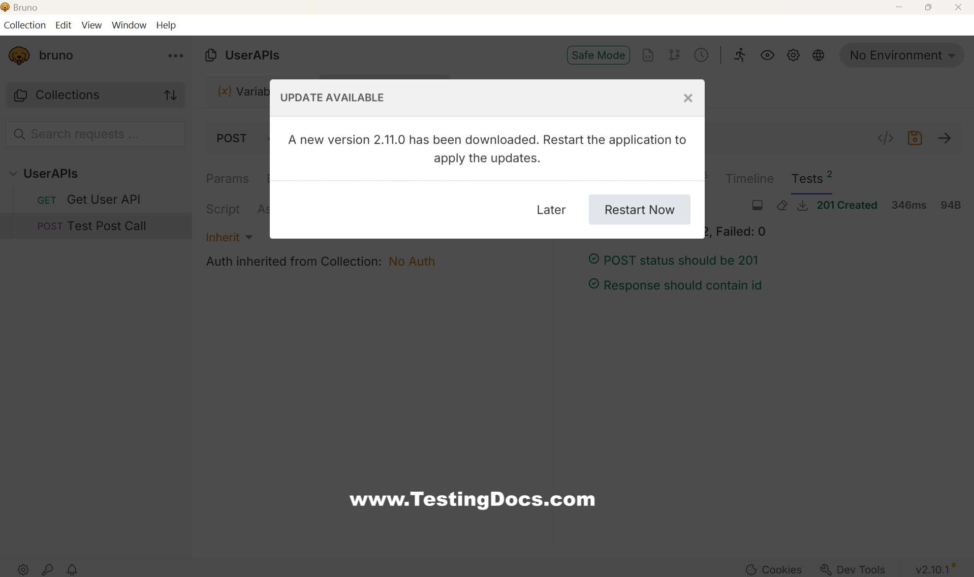 Update Bruno API Client Windows