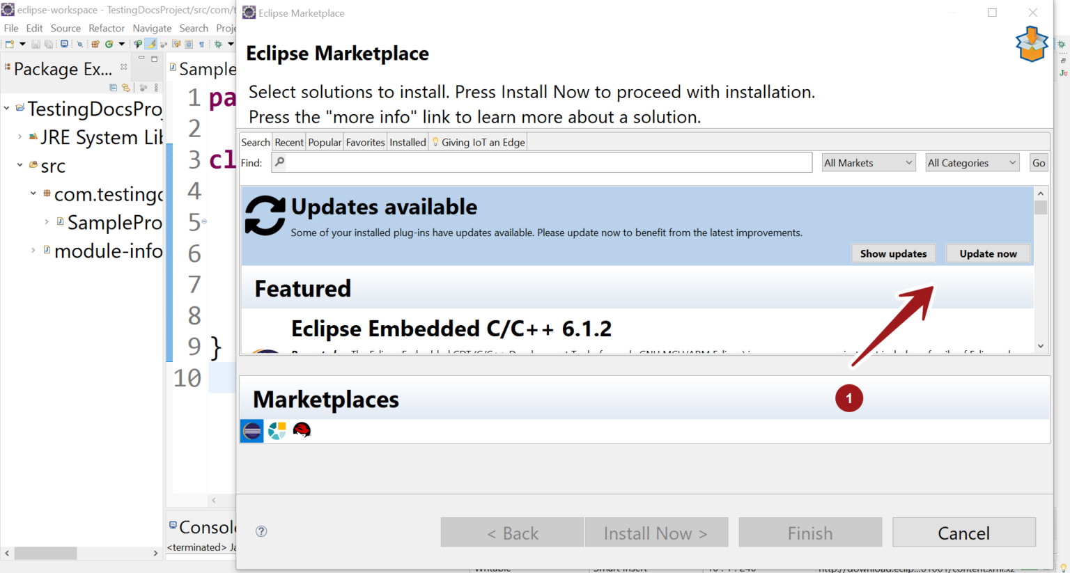 Update Eclipse IDE - TestingDocs