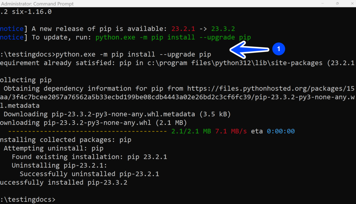 Upgrade pip Windows command