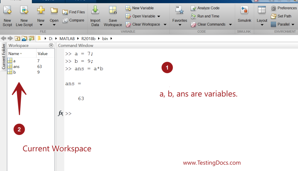 Variables in MATLAB