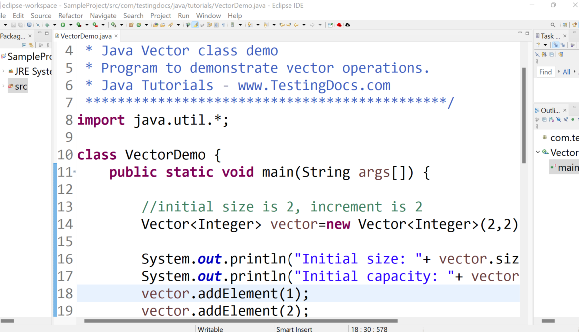 Vector Java Program