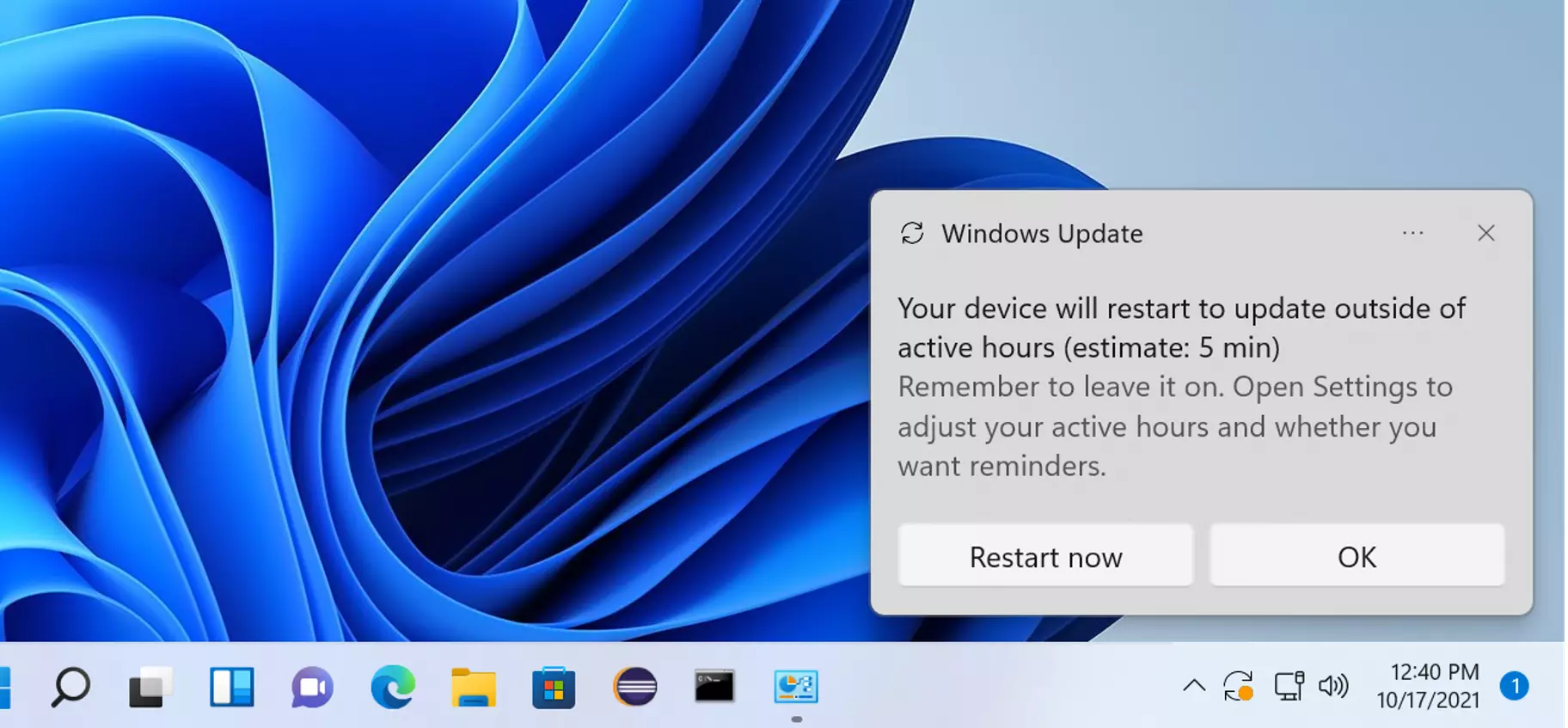 Windows 11 Update Notification