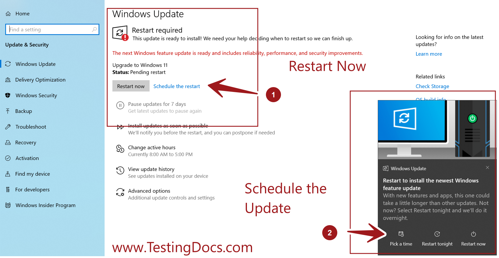 Windows 11 Update Restart Button