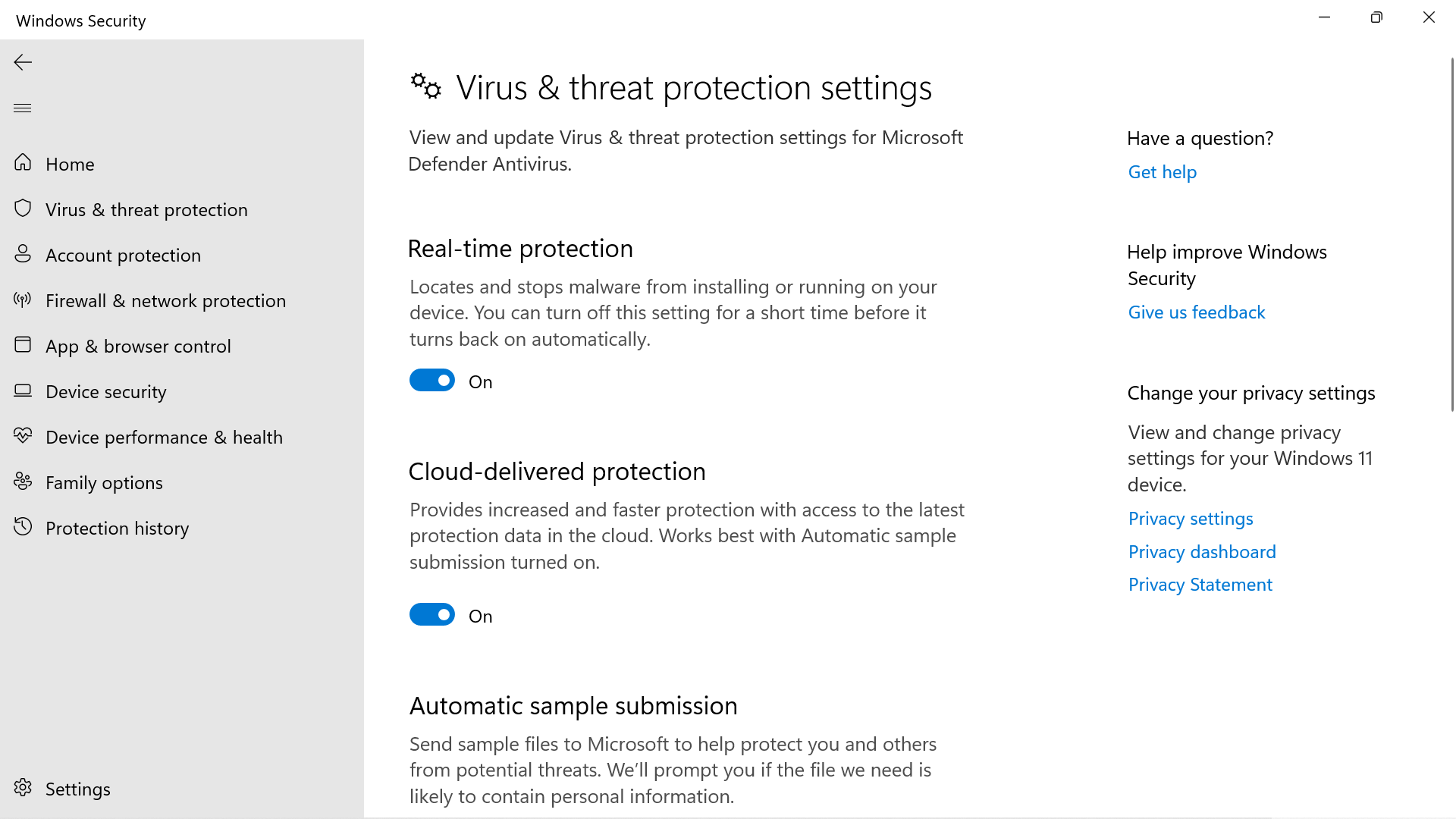 Windows 11 Virus and Threat Protection