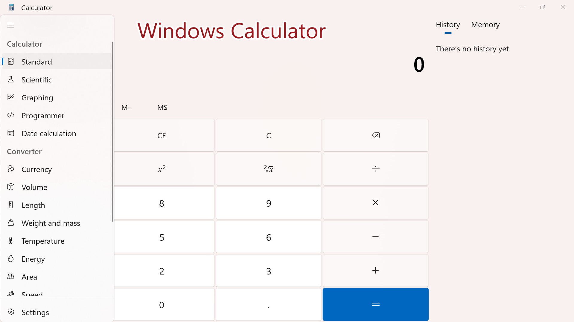 Windows Calculator GUI Screen