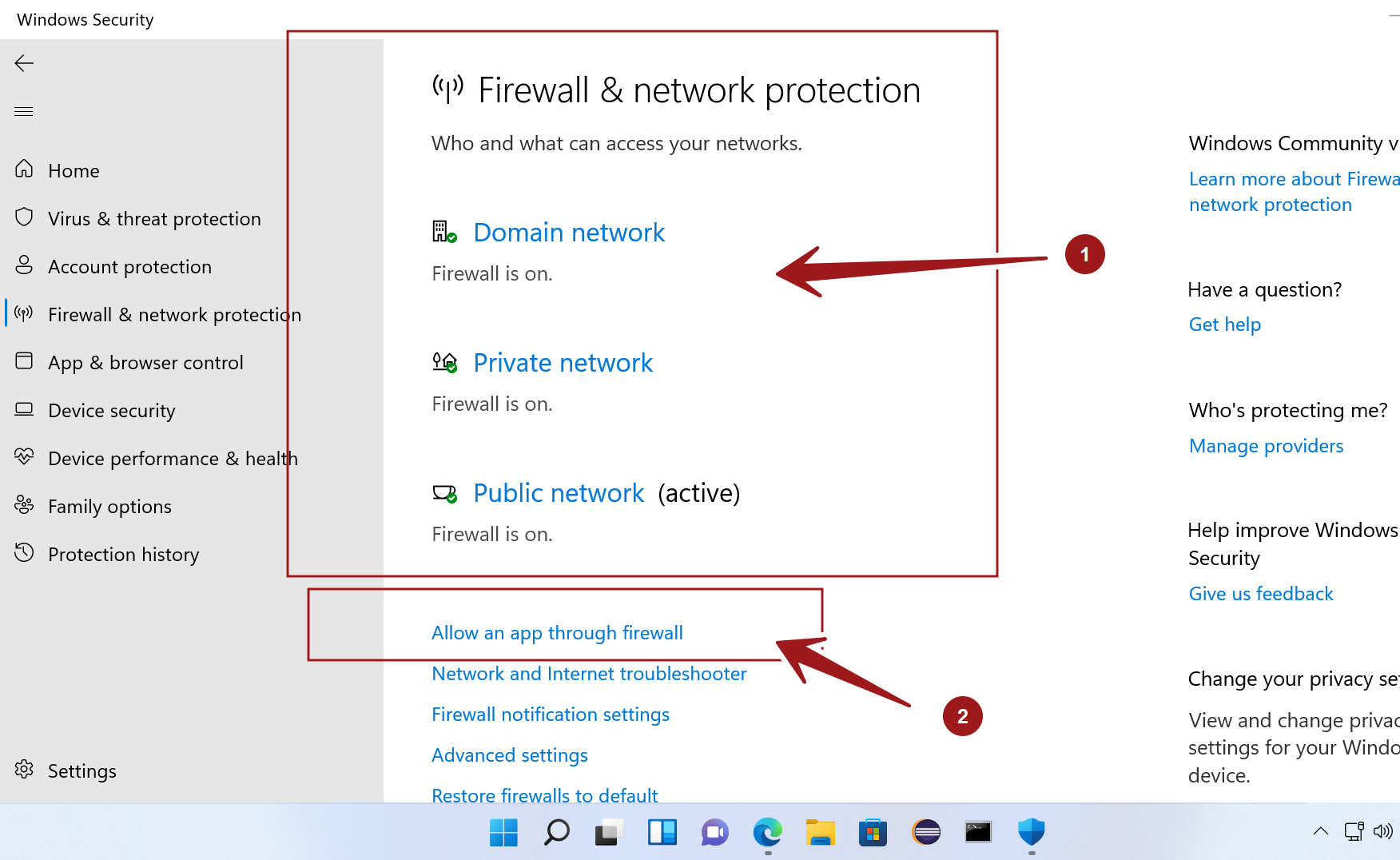Windows Security Firewall Network Protection