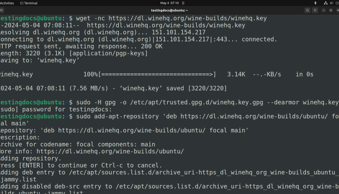 Wine Keys Ubuntu Linux