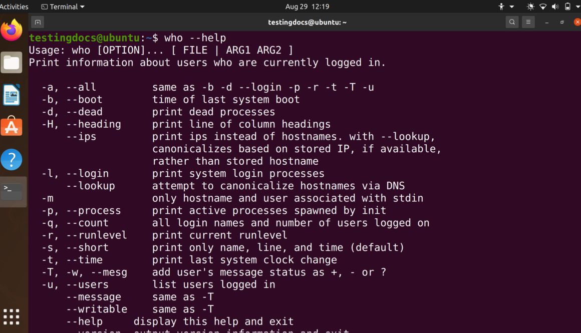 who Linux Command