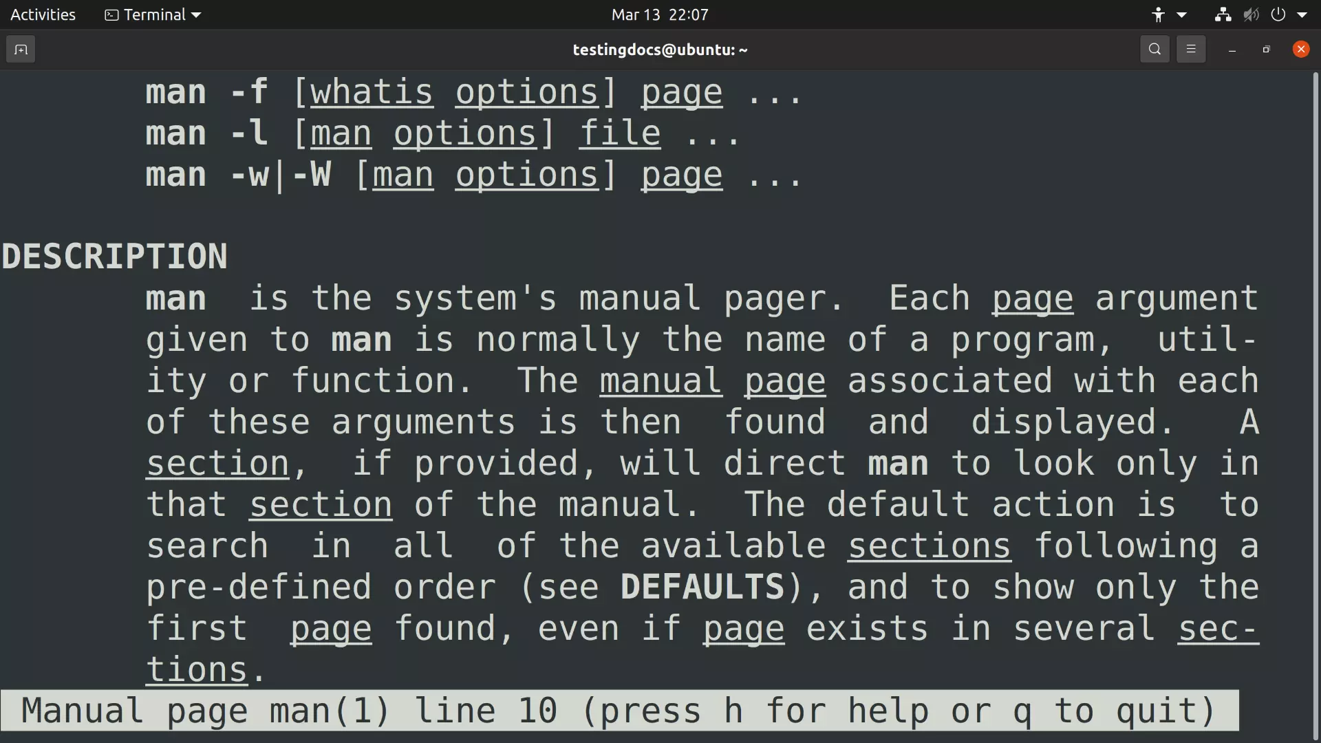 man Linux command