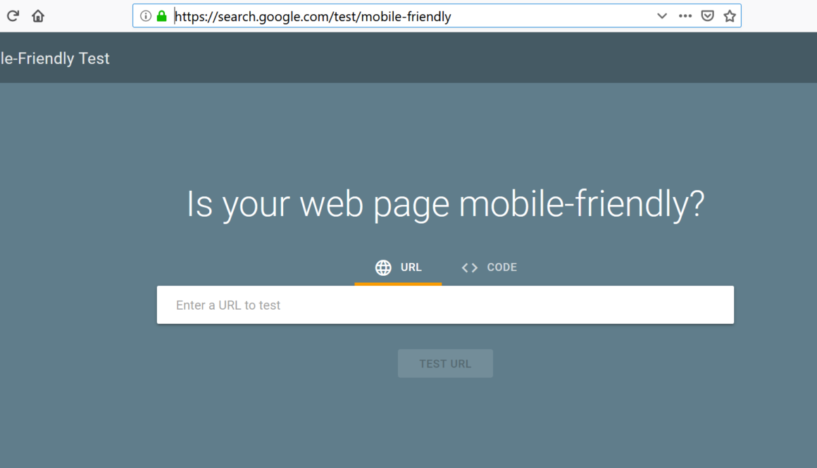 Testing webpage mobile-friendliness using a tool