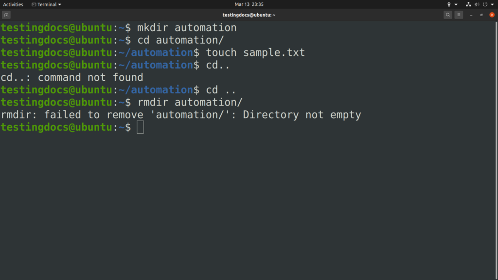rmdir Linux command - TestingDocs.com