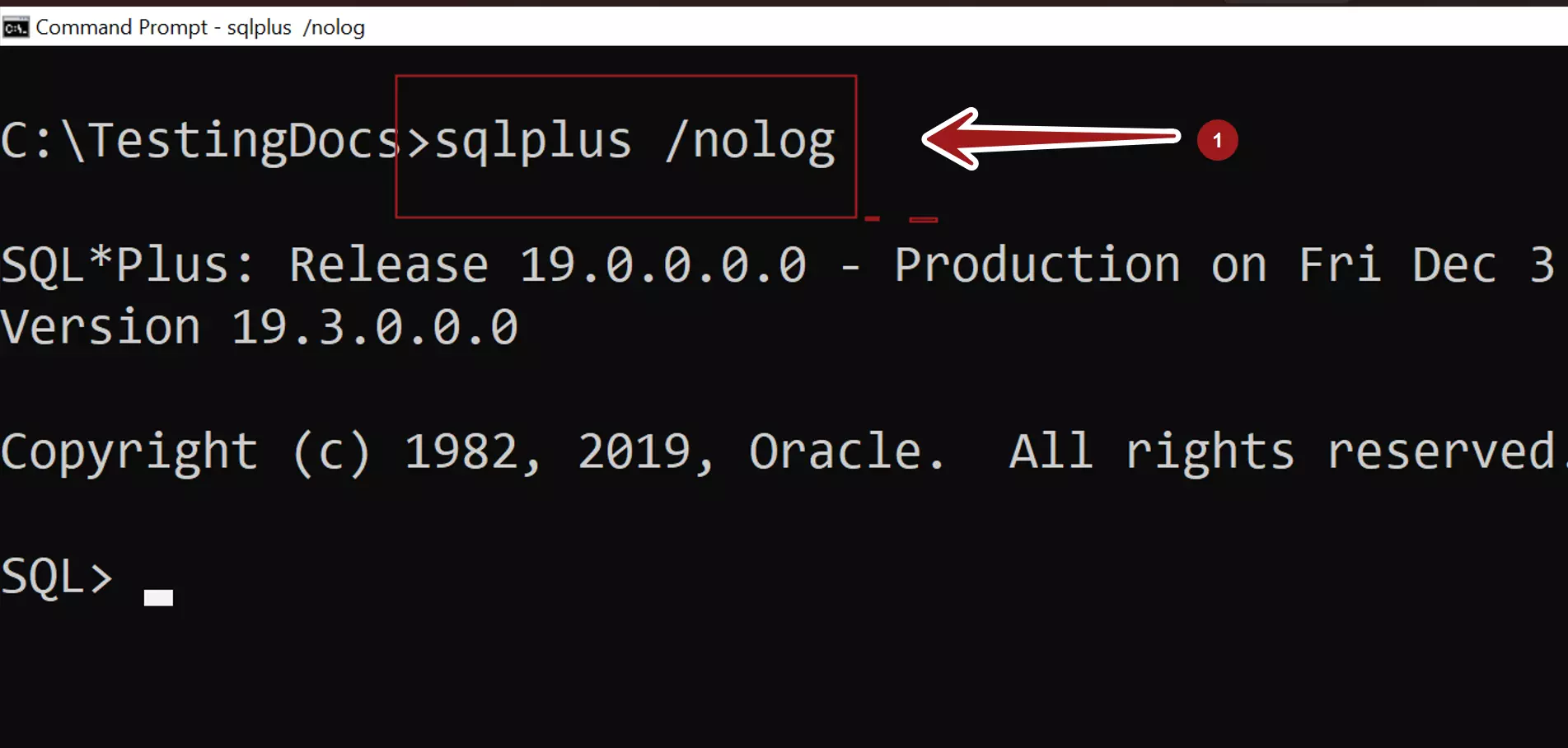 sqlplus nolog command