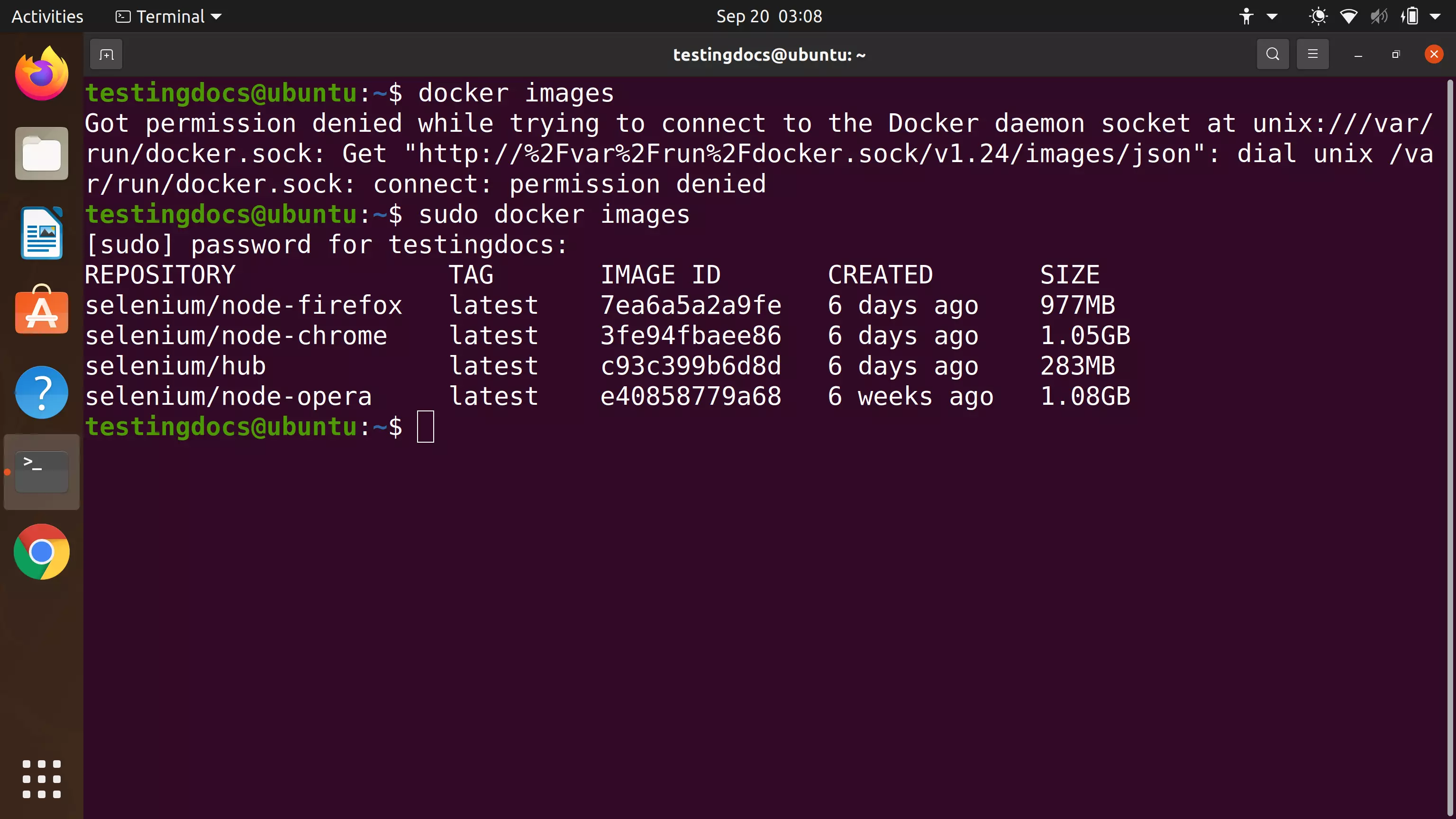 sudo Docker images command