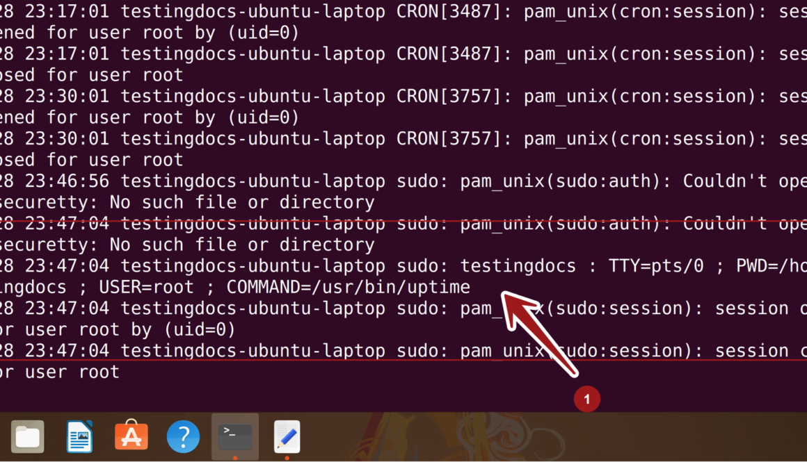 sudo auth log entry