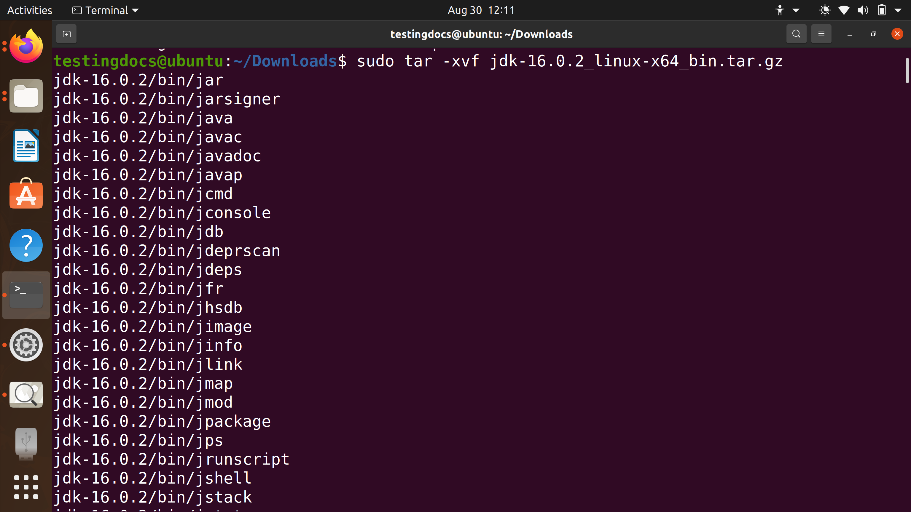 sudo tar command Linux
