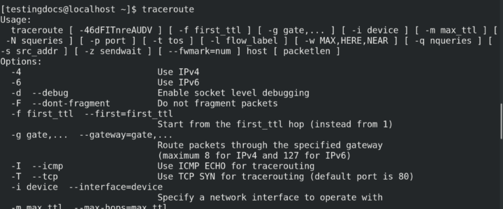 traceroute Linux command