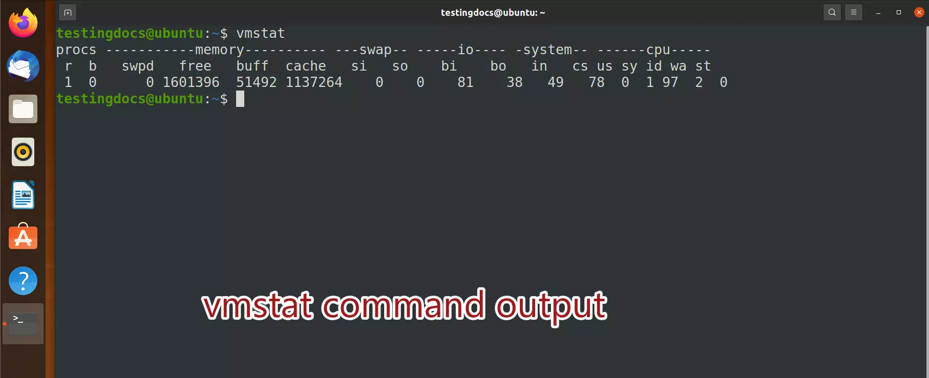 vmstat command output